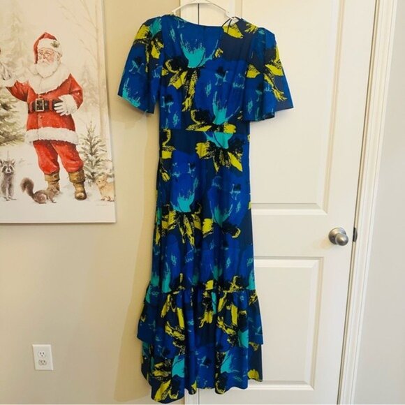 Christopher John Rogers Floral Puff Sleeve Tiered Maxi Dress Blue Size 4 NWT - Picture 4 of 13